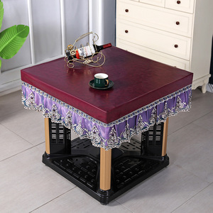 Housse de table <span class=keywords><strong>carrée</strong></span> pour foyer extérieur, table de mahjong et table à manger, anti-huile, résistante à la chaleur, imperméable, lavable, anti-poussière et antidérapante - Product Image 3