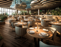 Meubles de cuisine 4 6 8 places Table et chaise de salle à manger Ensembles de restaurant en bois pour hôtels et restaurants