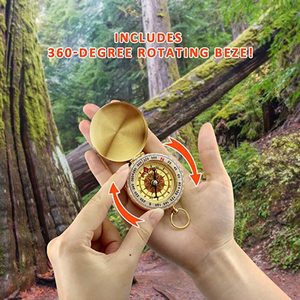 La Bàn sinh tồn La bàn nhìn thấy bằng kim loại La bàn lật Retro đa năng điều hướng phát sáng chống nước bằng đồng nhỏ cầm tay - Product Image 5