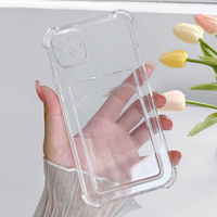 Coque de téléphone transparente en silicone TPU antichoc avec poche pour cartes et support, prix usine, compatible iPhone 17/16/15/14/13/12/11/XS Max/8 Plus, durable