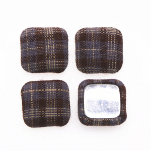 DIY ev bahçe el sanatları Cabochon konfeksiyon aksesuarları ekose kumaş kaplı kalp/kare düz geri düğmesi - Product Image 3