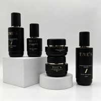 Ensemble de flacons et pots en verre noir mat pour soins de la peau, impression dorée, emballage cosmétique de luxe, contenants en verre pour sérum, lotion, crème