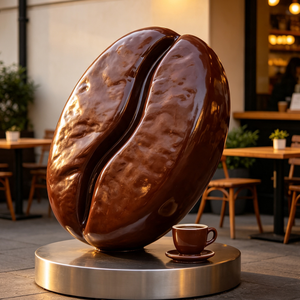 Escultura Artística de Fibra de Vidrio con Temática de Alimentos, Exhibición de Postres, Estatua de Grano de Café Personalizable para Cafetería - Product Image 1