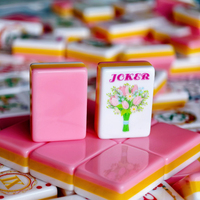 Jeu de tuiles de Mahjong américain naturel et sauvage Resort Gardens, motif floral botanique rose et orange, pour divertissement familial
