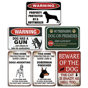 Plaque en métal amusante avec avertissement de protection contre les chiens, interdiction d'entrer, chien de garde Rottweiler, humour, décoration murale pour <span class=keywords><strong>garage</strong></span>, cour, cadeau pour homme - Product Image 1
