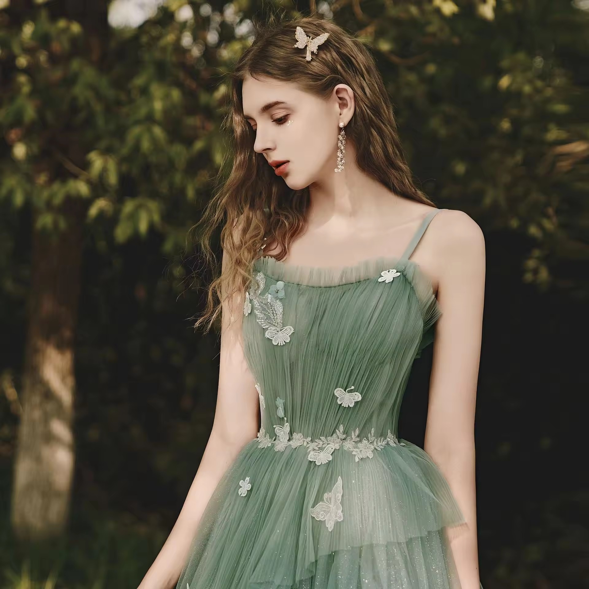 Green Fairy Wedding Dress - 2025 Elegant Guest Gown