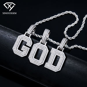 Collar con Colgante de Letra Inicial A-Z, Joyería Hip Hop al por Mayor, Plata de Ley 925 con Incrustaciones de Moissanita, Cadena de Plata - Product Image 3