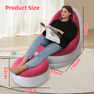 フットスツール付きインフレータブルソファポータブル折りたたみエアソファリビングルームモダンなデザインアウトドアキャンプ防水怠惰なソファシート - Product Image 3