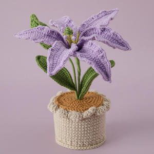 CLTF Fleur Artificielle À La Main Crochet Lily Pot De Fleur <span class=keywords><strong>Mignon</strong></span> <span class=keywords><strong>Cadeau</strong></span> <span class=keywords><strong>pour</strong></span> <span class=keywords><strong>Sa</strong></span> Petite Amie Amie Collègue Crochet Bouquet De Fleurs - Product Image 6