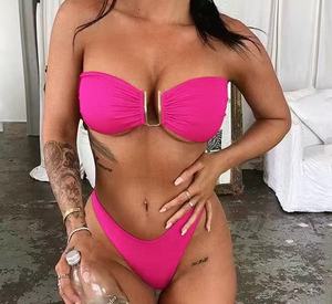 2 piezas mujeres gran oferta playa trajes de baño Bikinis Y Banadores Traje De Bano Mujer <span class=keywords><strong>Manga</strong></span> Largaflorecente traje De baño Mujer - Product Image 3