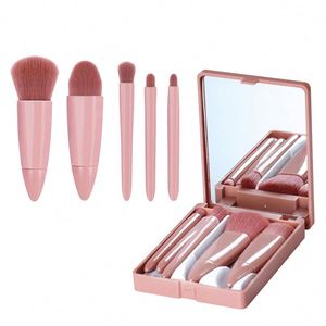 Juego de Brochas de Maquillaje Portátiles Profesionales de Alta Calidad, 5 Piezas, con Espejo, Logotipo Personalizado, Brocha de Afeitar Facial de Fibra Artificial - Product Image 1