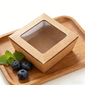 Boîtes à pâtisserie petites neuves en gros avec fenêtre pour snacks, cadeaux de fête, café, restaurant, plats à emporter - Papier kraft recyclé - Product Image 3