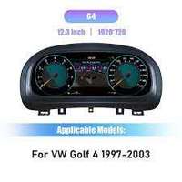 Écran LCD numérique de 12,3 pouces pour tableau de bord, intégrant CarPlay et Android Auto, compatible avec VW Golf MK4 2000-2006