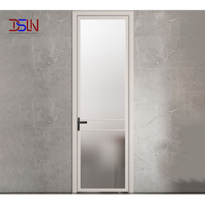 Puerta de Entrada Moderna con Marco de Aluminio Negro y Frente de Vidrio, Doble Acristalamiento, Eficiente Energéticamente, Antirrobo, para Apartamentos y Villas - Product Image 1