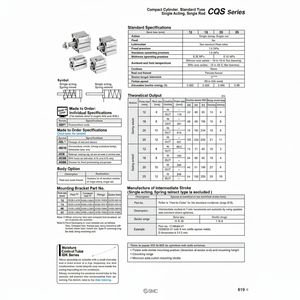 Cylindre compact SMC Pneumatics CQSB16-10S pièce pneumatique de haute qualité - Product Image 1