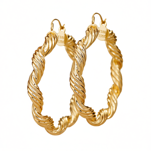 Orecchini a Cerchio in Oro E4449, Design Intrecciato, Stile Classico Unisex per Uso Quotidiano - Product Image 1