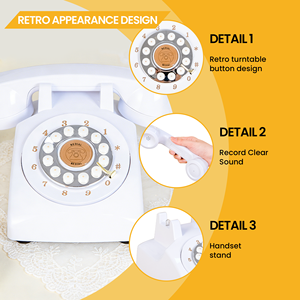 Teléfono Antiguo Blanco Vintage, Libro de Visitas para Bodas y Grabadora de Voz Digital para Despedidas de Soltera y Reuniones Familiares - Product Image 2