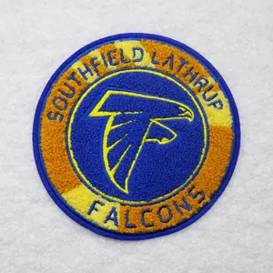 Оптовая Продажа, Вышивка по индивидуальному заказу, большой Southfield lethrup Falcons, логотип футбольной команды, синель, нашивка, нашивка, значок