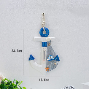 Mediterranean Wooden Model Anchor 23cm Wooden Craft <strong>Marine</strong> Nautical Anchor <strong>Wall</strong> Hanging Ocean Style <strong>Decor</strong>