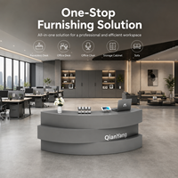 Comptoir de réception moderne gris sur mesure, certifié CE, avec base lumineuse LED, design gratuit, comptoir de réception de bureau