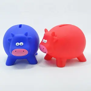 Bán Hot Bán Buôn Khuyến Mại Trẻ Em Nhựa Tùy Chỉnh Dễ Thương Bò Shape Piggy Coin Ngân Hàng