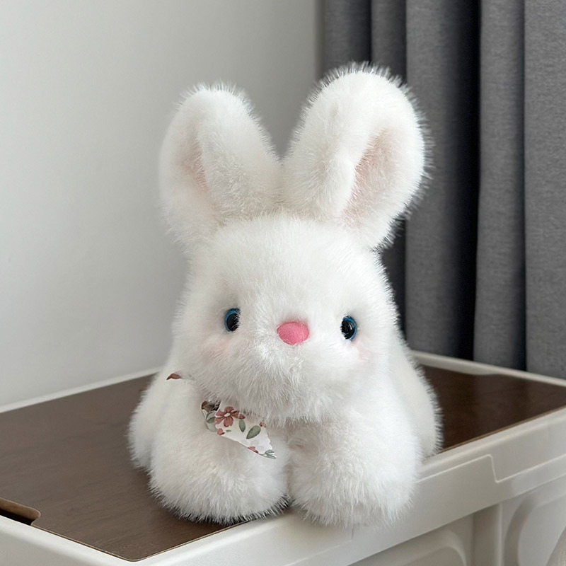 Noeud fleuri lapin blanc 21cm