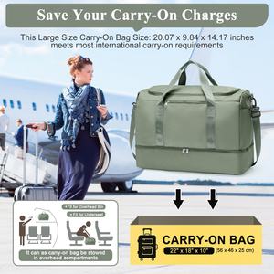 حقيبة سفر كبيرة خفيفة الوزن ومتينة وناعمة للرجال والنساء، حقيبة نهاية الأسبوع مع حجرة للأحذية، مناسبة للعمل والولادة واليوغا والصالة الرياضية - Product Image 6