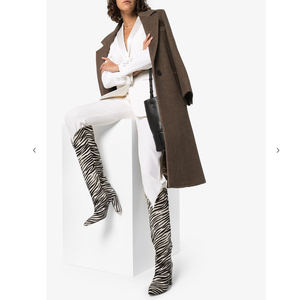 New Arrivals Ladies Chunky Heels Slip on Zebra Pattern <strong>Wide</strong> Calf Women <strong>Knee</strong> <strong>High</strong> Winter <strong>Boots</strong> - Product Image 1