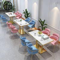 Chaises de restaurant en velours populaires et élégantes, ensemble de tables et fauteuils de luxe pour café, mobilier de café, mobilier de restaurant