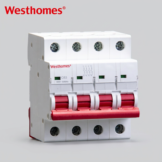 Westhomes MCB 1A-63A 4P 6kA B Curve  C CurvAe  D Curve IEC Disyuntores Electrical Equipment Disjuntor Miniature Circuit Breaker