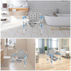 Toilet <b>Chair</b> For <b>Elderly</b> Pregnant Disabled Portable With Flip Top Lid 250 Kg Capacity Modern Design Bathroom Safety Equipment - Product Image 3