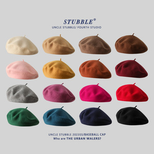 Boina <span class=keywords><strong>de</strong></span> PU para Otoño e Invierno, Estilo Literario Retro, Gorra <span class=keywords><strong>de</strong></span> Pintor con Rayas, Venta al por Mayor - Product Image 2