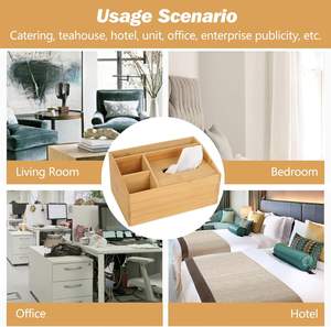 Vente en gros Boîte à mouchoirs en bambou Porte-serviettes en bois Organisateur en lin avec design fantaisie vintage Utilisation dans la <span class=keywords><strong>cuisine</strong></span> Formes carrées disponibles - Product Image 4