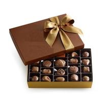 Caja de regalo de papel Kraft de lujo al por mayor, embalaje de chocolate impreso personalizado con forro de esponja y cinta