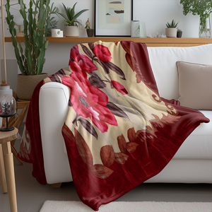 Sang Trọng Màu Đỏ Dày Sang Trọng Chăn Hoa Mẫu Đơn In Ấn Một Mặt Raschel Chồn Chăn Bán Buôn - Product Image 6