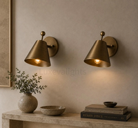 Applique Murale Conique en Laiton Vieilli Style Rétro Contemporain, Luminaire Mural Métallique à Intensité Variable pour Salle de Bain, Salon, Hôtel, Intérieur