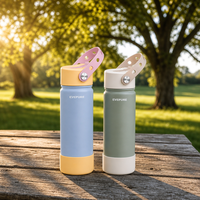 Bouteille d'eau isotherme classique à double paroi en acier inoxydable, avec couvercle à large ouverture, anti-fuite, 680 ml, écologique, pour boissons chaudes/froides