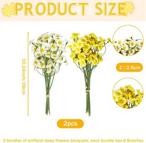 ดอกคาโมไมล์เดซี่จำลองสำหรับตกแต่งบ้านและงานแต่งงาน 6 ช่อ อุปกรณ์ DIY สไตล์สวน ของตกแต่งคริสต์มาส - Product Image 4