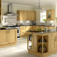 Armoires de cuisine classiques personnalisées en contreplaqué de bois massif Finition acrylique comprenant un robinet coulissant à tiroir à charnière-pour la maison Appartement Hôpital