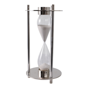 Clessidra moderna in metallo e vetro con base a bussola, timer a sabbia per decorazioni casa e ufficio - Product Image 3