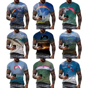 Camiseta de verano para hombre, prenda de vestir, de talla grande, con estampado 3D de parapente extremo, OEM ODM, 2022