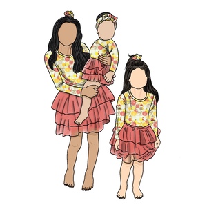 Vestito Personalizzato Little Glow Kid con Stampa Autunnale, Abito Coordinato Genitore-Figlio a Maniche Lunghe in <span class=keywords><strong>Tulle</strong></span> per Bambine - Product Image 6