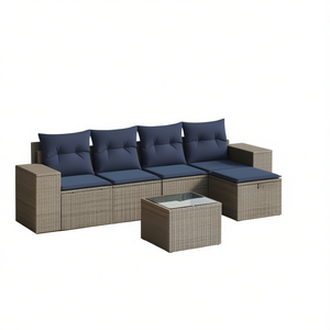 Ensemble de canapés de jardin en polyrotin 4 places, mobilier d'extérieur durable au design contemporain, structure en acier avec table en verre trempé - Product Image 1