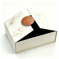 Boîte cadeau rigide à double porte magnétique auto-élevante, personnalisable avec logo en feuille d'or, matériaux recyclés écologiques, finition mate