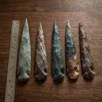 Pointe de flèche en agate faite à la main, imitation antique, objet de collection, 4 pouces, forme triangulaire, artisanat en pierre semi-précieuse