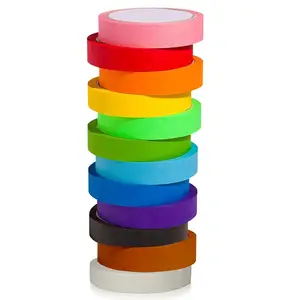 Confezione da 12 nastri adesivi per riavvolgitore Color arcobaleno, nastro per pittori per bambini etichettatura arti artigianato decorativo fai-da-te