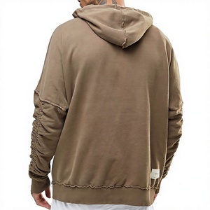 Sudadera con Capucha para Hombre, Color Marrón, Manga Larga, Estilo Lavado, Tejido French Terry, para Otoño - Product Image 3