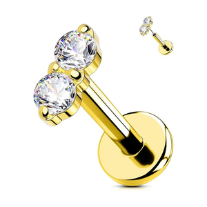 Últimos Pendientes de <span class=keywords><strong>Dos</strong></span> Circonitas JC-FP729 de Titanio, Piercing Labret sin Rosca, Joyería para <span class=keywords><strong>Labio</strong></span>, Cartílago de Oreja, Hélice, Boda - Product Image 2