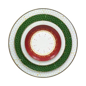 2025 New Product Ceramic Christmas Decoration Plate Gold Rimmed Christmas <b>Dinnerware</b> <b>Sets</b> Porcelain - Product Image 1