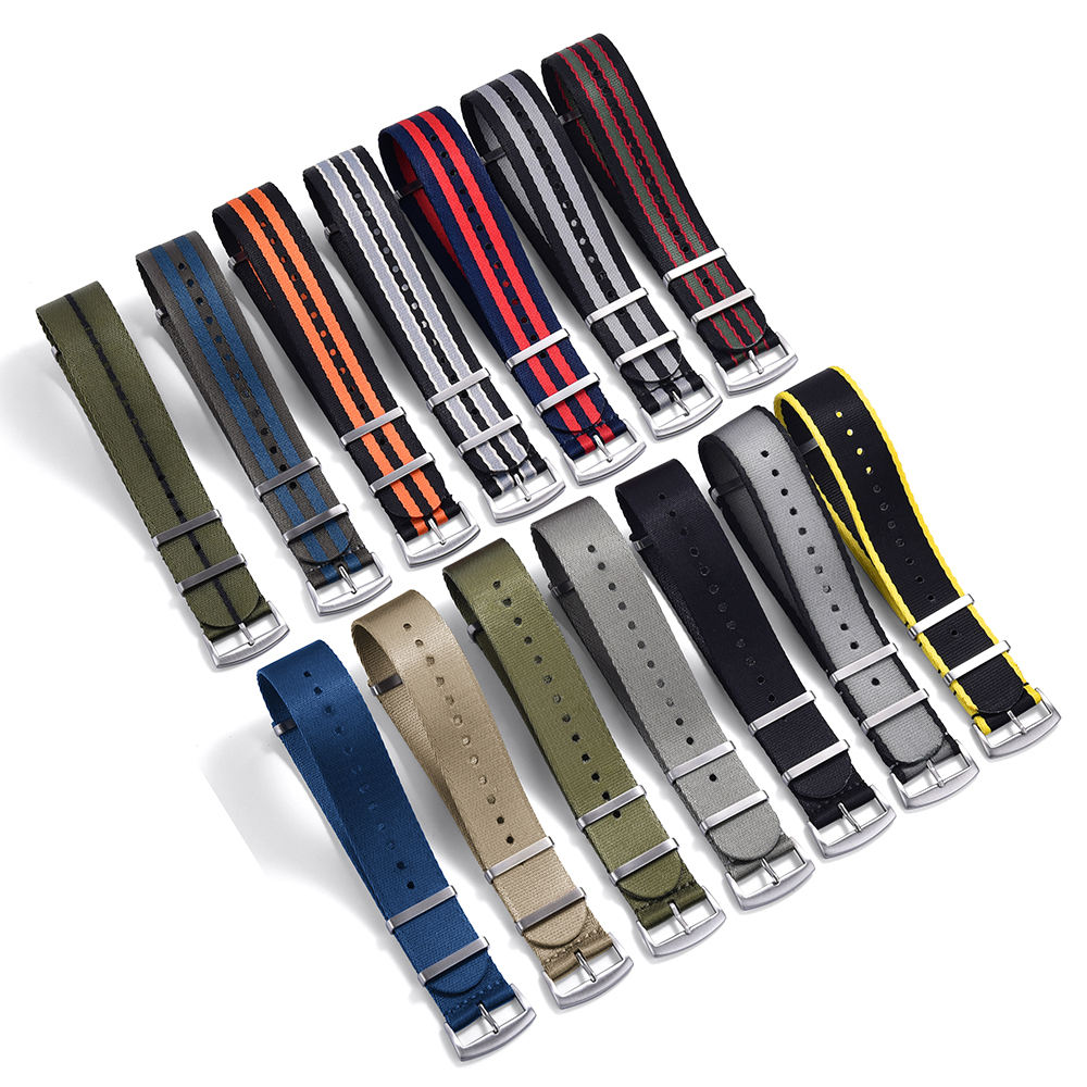 Midland Waterproof One-Piece Watch Band 20mm 22mm Thickening Square Ring Luxury Nylon Strap Breathable Fabric Stainless Steel